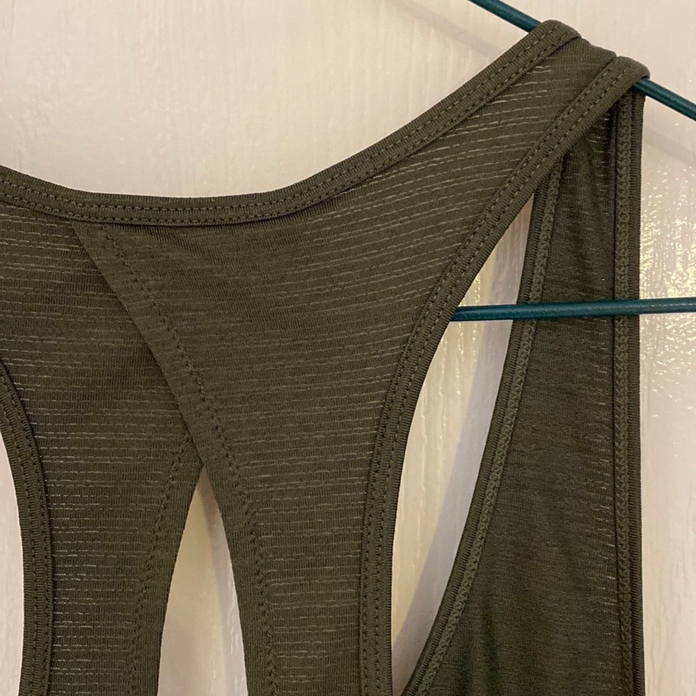 Manduka open back Medium olive tank.